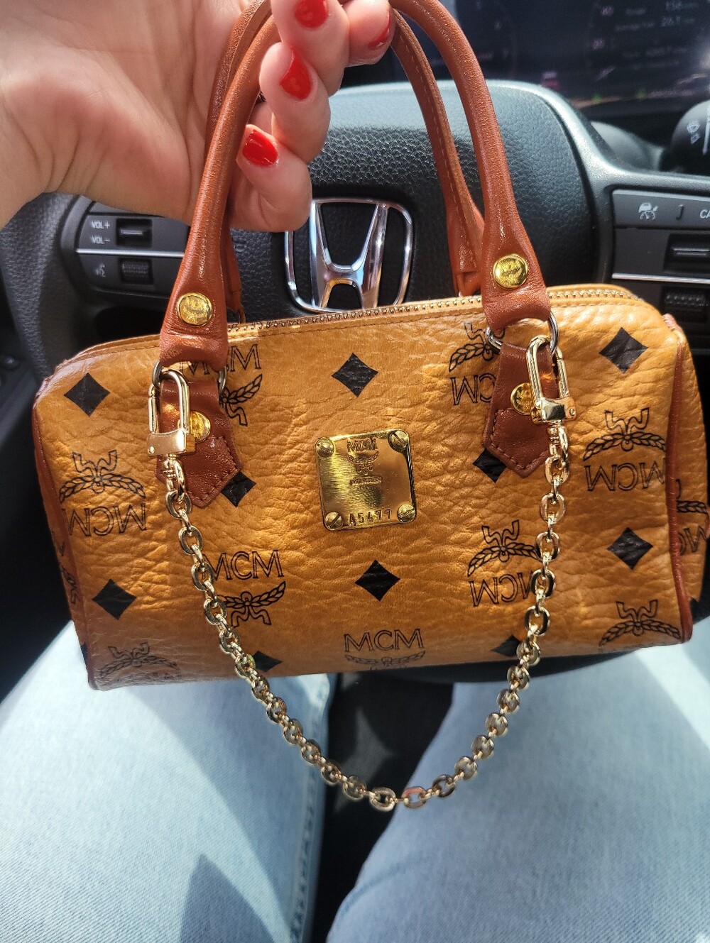 MCM Mini Nano Visetos Speedy Boston Bag